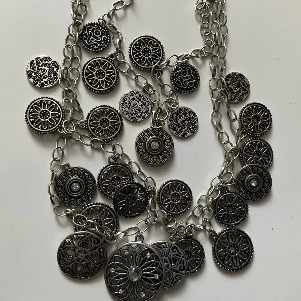 Coin Statement Necklace - SILVER - Picture 3 of 4